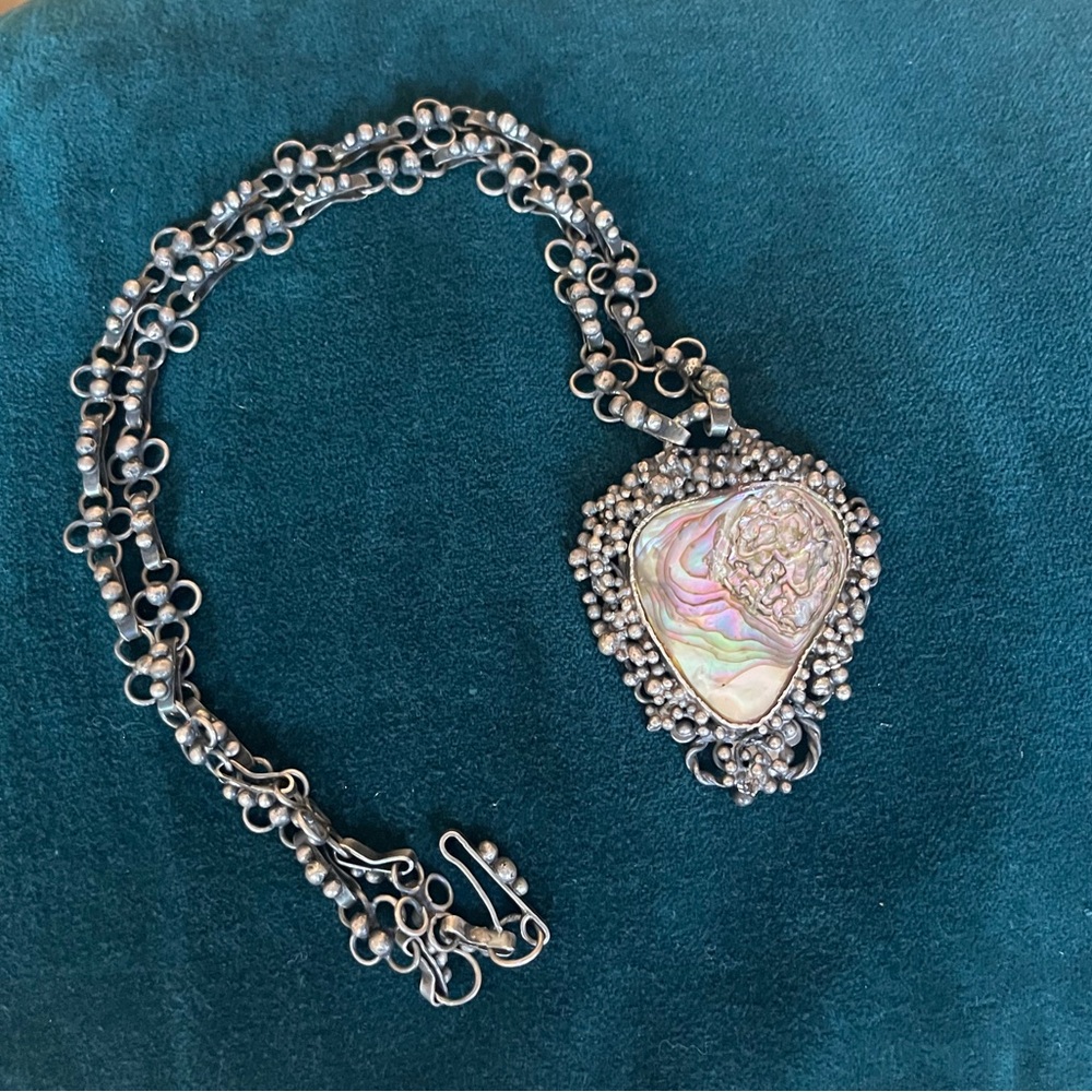 Vintage Abalone Solid Sterling 925Silver Handmade Necklace